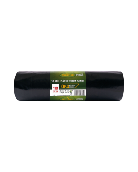 muellstar Oeko Muellsaecke 110 Liter, extra stark, schwarz blickdicht, 70 mal 100 cm, aus Polyethylen, 10 Stueck